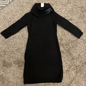 NWT-Calvin Klein Sweater Dress with leather embellishments on turtleneck!